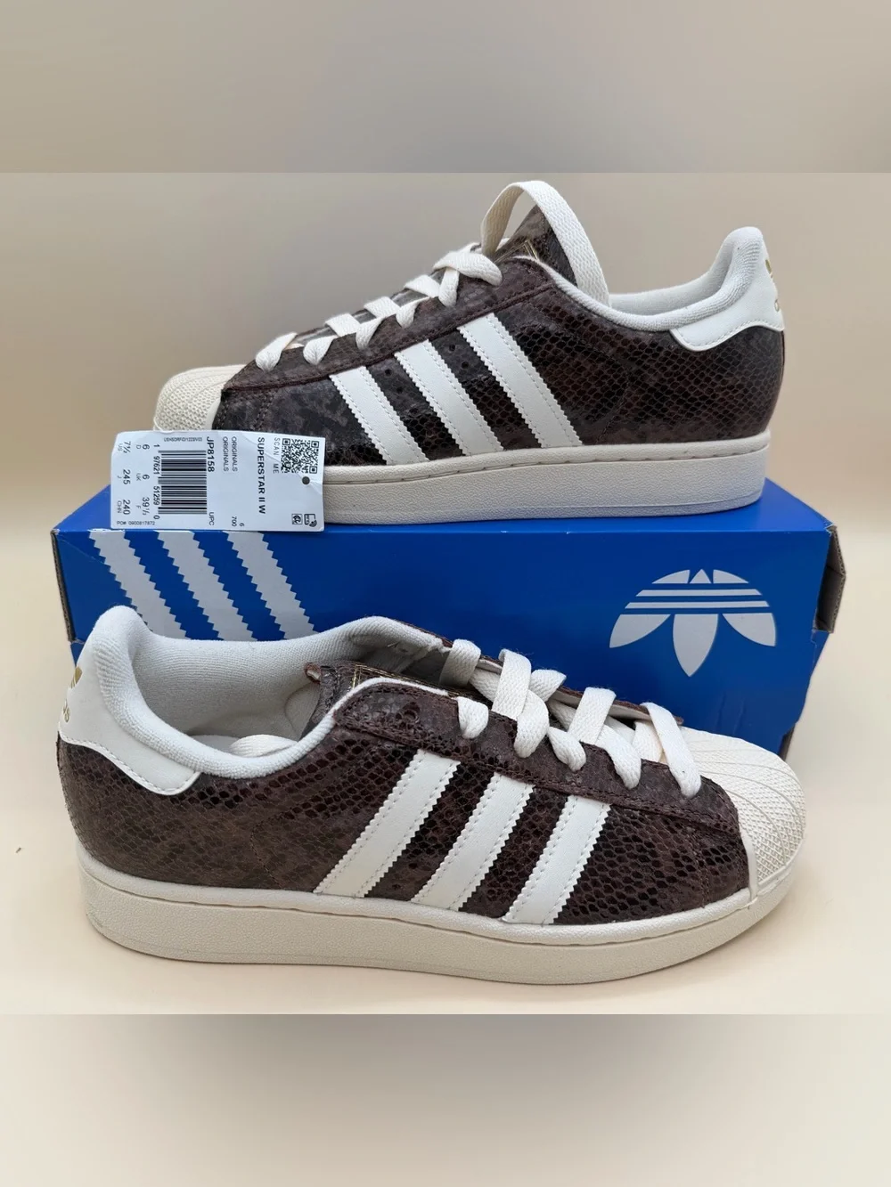 NWT adidas Superstar II W JP8158 Women’s 7.5 Snakeskin Box No lid